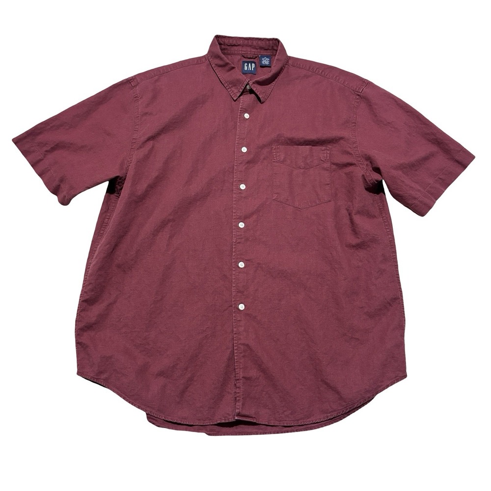 GAP Men's Linen Blend Short Sleeve Button Down Shirt Size XL 25 x 32